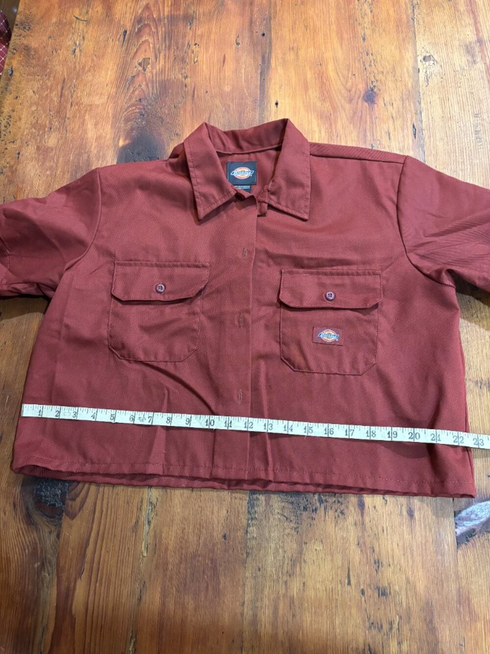 Cropped Dickies Work Shirt Burgundy - Picture 4 of 4